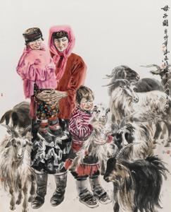 冯远 《母与子》 143cm×115cm  2011年 纸本设色